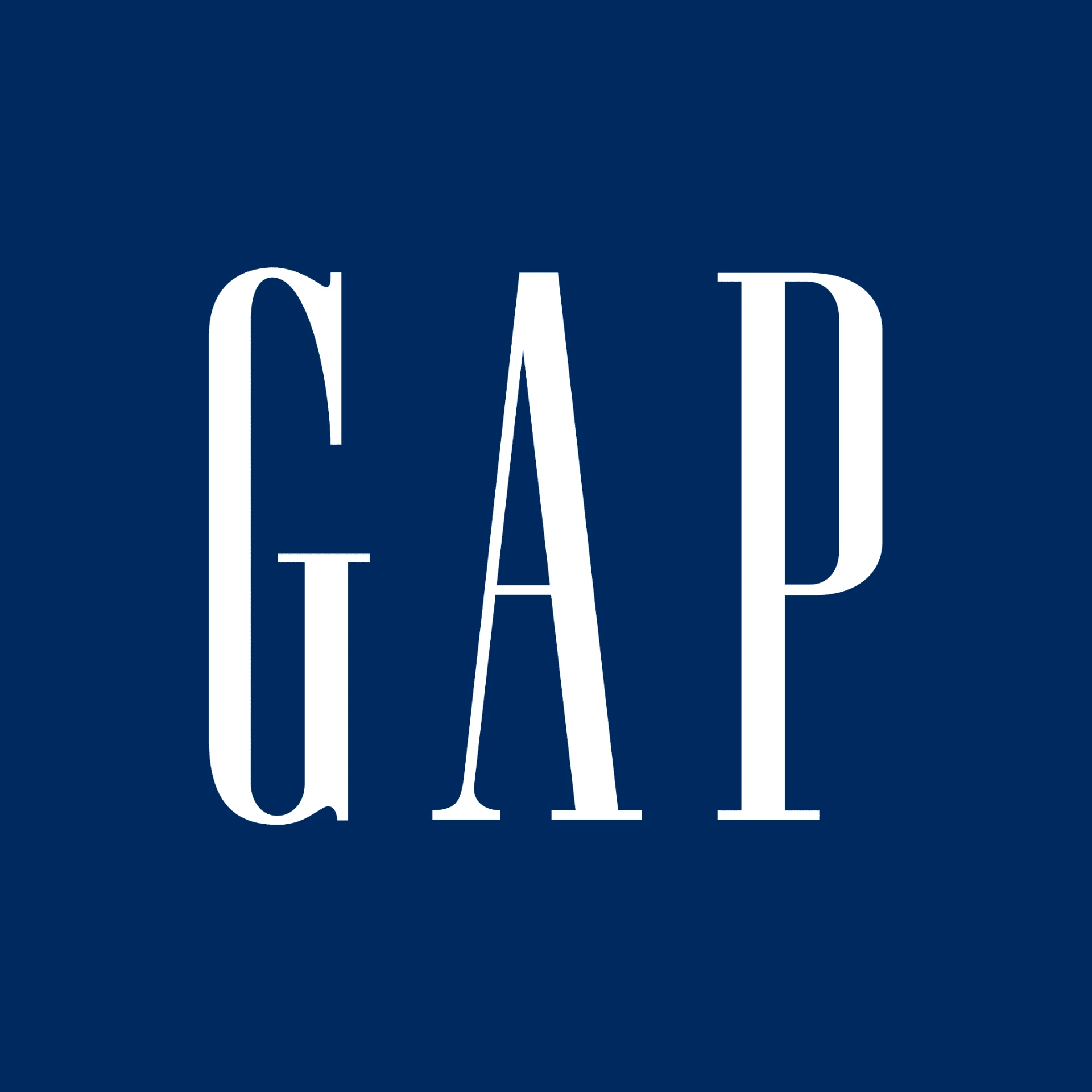 Logo Gap de 1990, lettres blanches dans un carré bleu